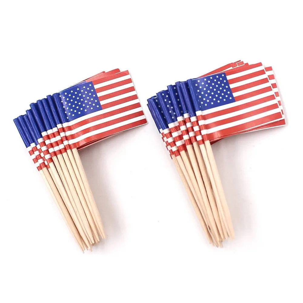 Mini American Flag Food Picks - 50-Piece-Set