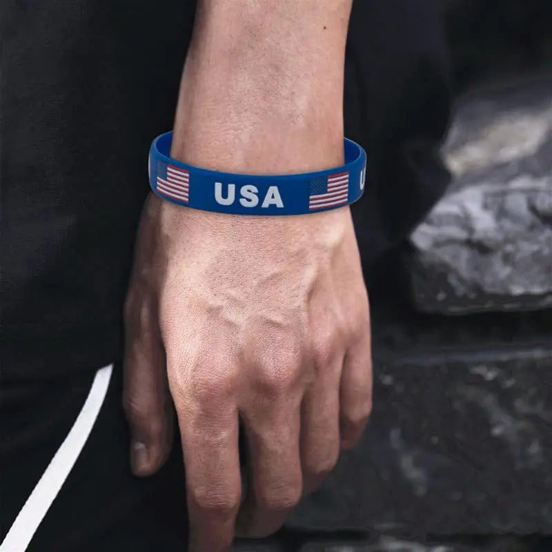 American Flag Silicone Wristbands – Blue