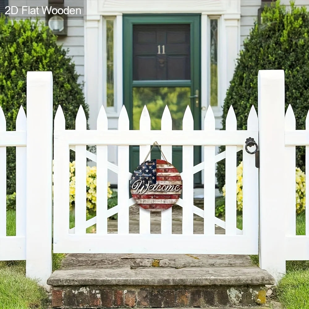 USA Wooden Door Sign – Welcome