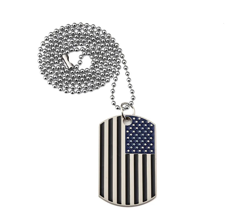 USA Flag Dog Tag Necklace