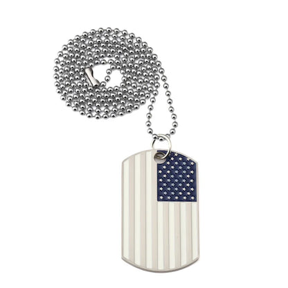 USA Flag Dog Tag Necklace