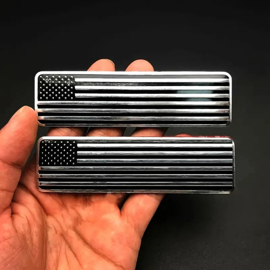 American Flag Metal Decal Set - Black