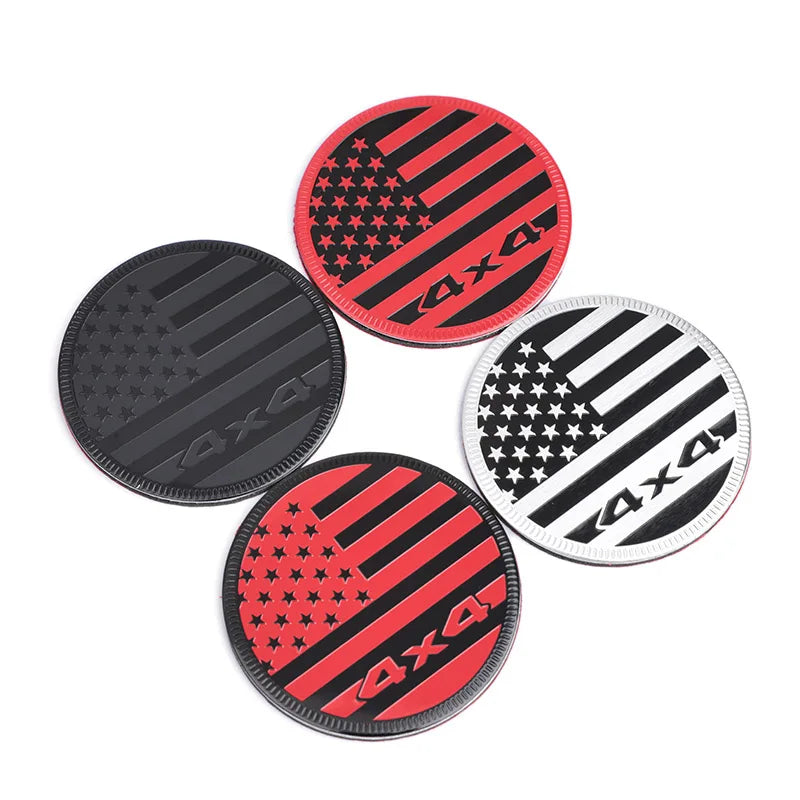 Round American Flag Aluminum Emblem – 4x4 Style