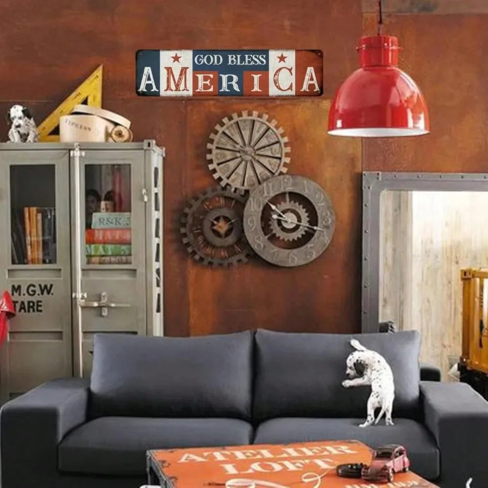 Patriotic Vintage Metal Sign – God Bless America