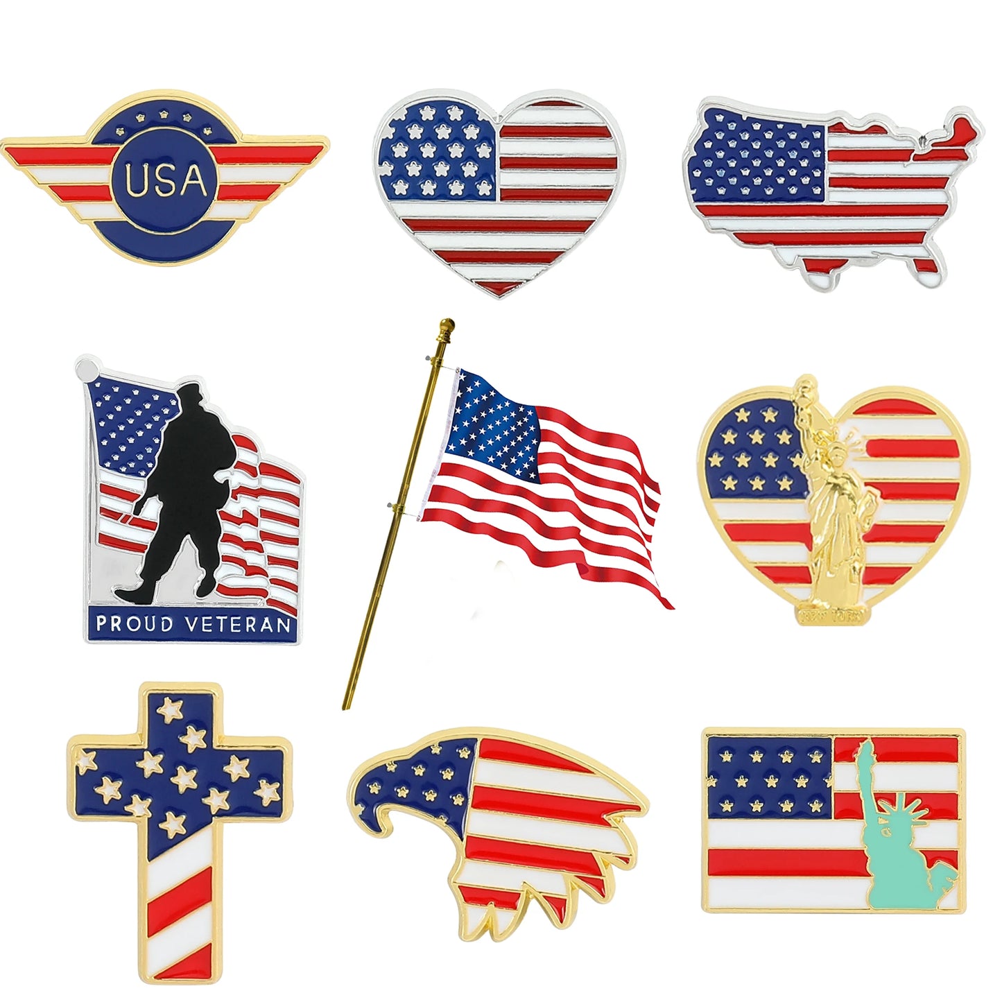 Patriotic Enamel Pin - Honor & Faith
