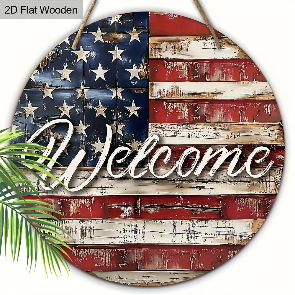 USA Wooden Door Sign – Welcome