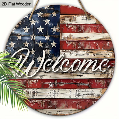 USA Wooden Door Sign – Welcome