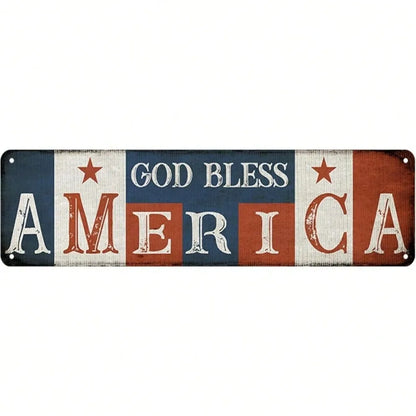 Patriotic Vintage Metal Sign – God Bless America