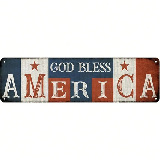 Patriotic Vintage Metal Sign – God Bless America