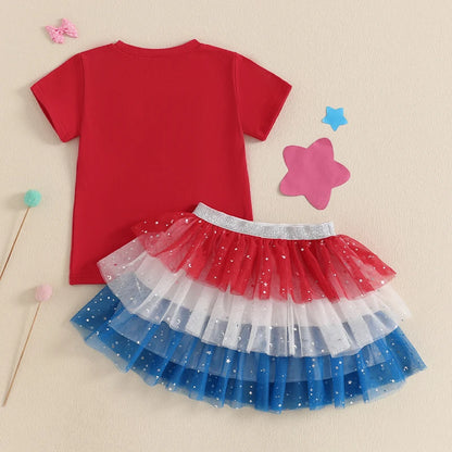 4th of July Toddler Girl Outfit - 2 Piece Set