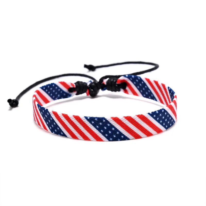 Braided American Flag Bracelet – Adjustable