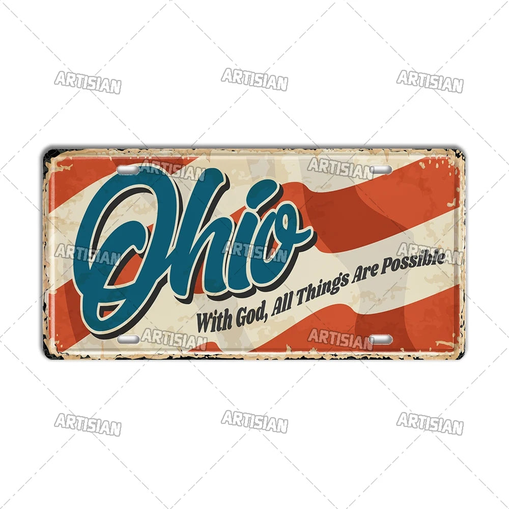 USA Vintage State License Plate