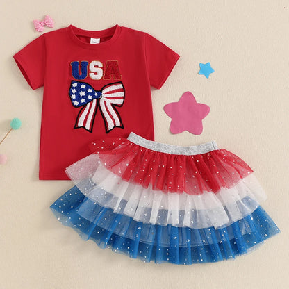 4th of July Toddler Girl Outfit - 2 Piece Set