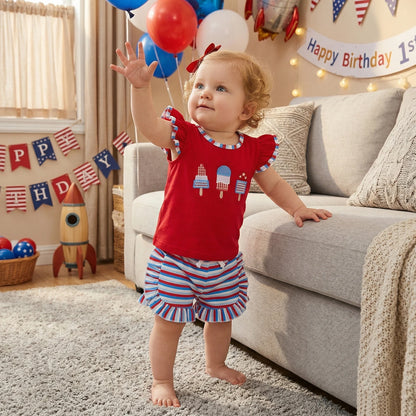 4th of July Toddler Girl Outfit - 2 Piece Set