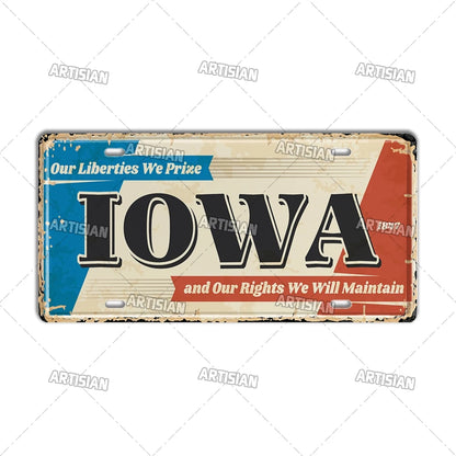 USA Vintage State License Plate