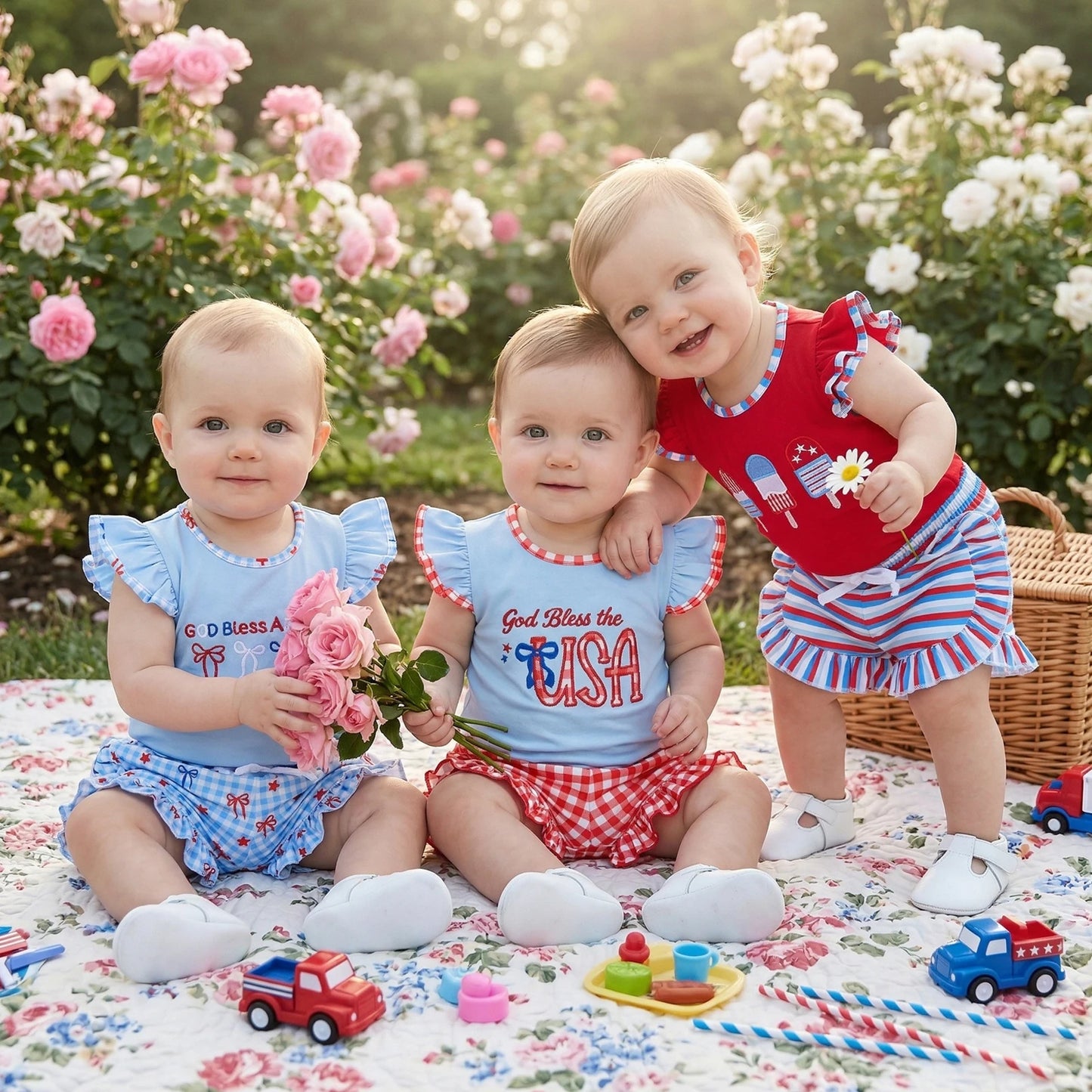 4th of July Toddler Girl Outfit - 2 Piece Set