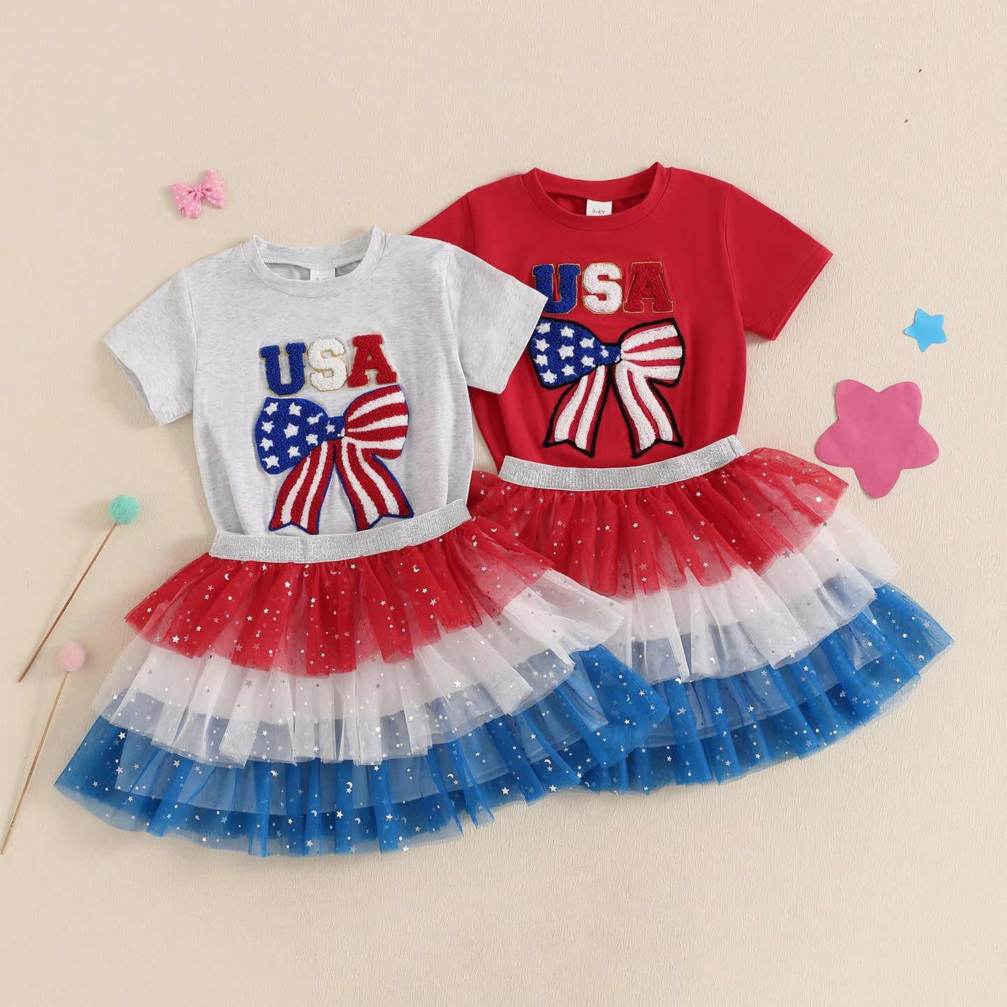 4th of July Toddler Girl Outfit - 2 Piece Set