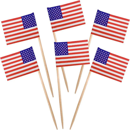 Mini American Flag Food Picks - 50-Piece-Set