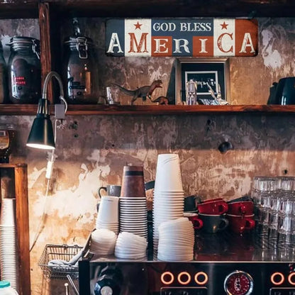 Patriotic Vintage Metal Sign – God Bless America