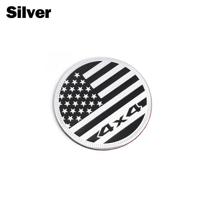 Round American Flag Aluminum Emblem – 4x4 Style