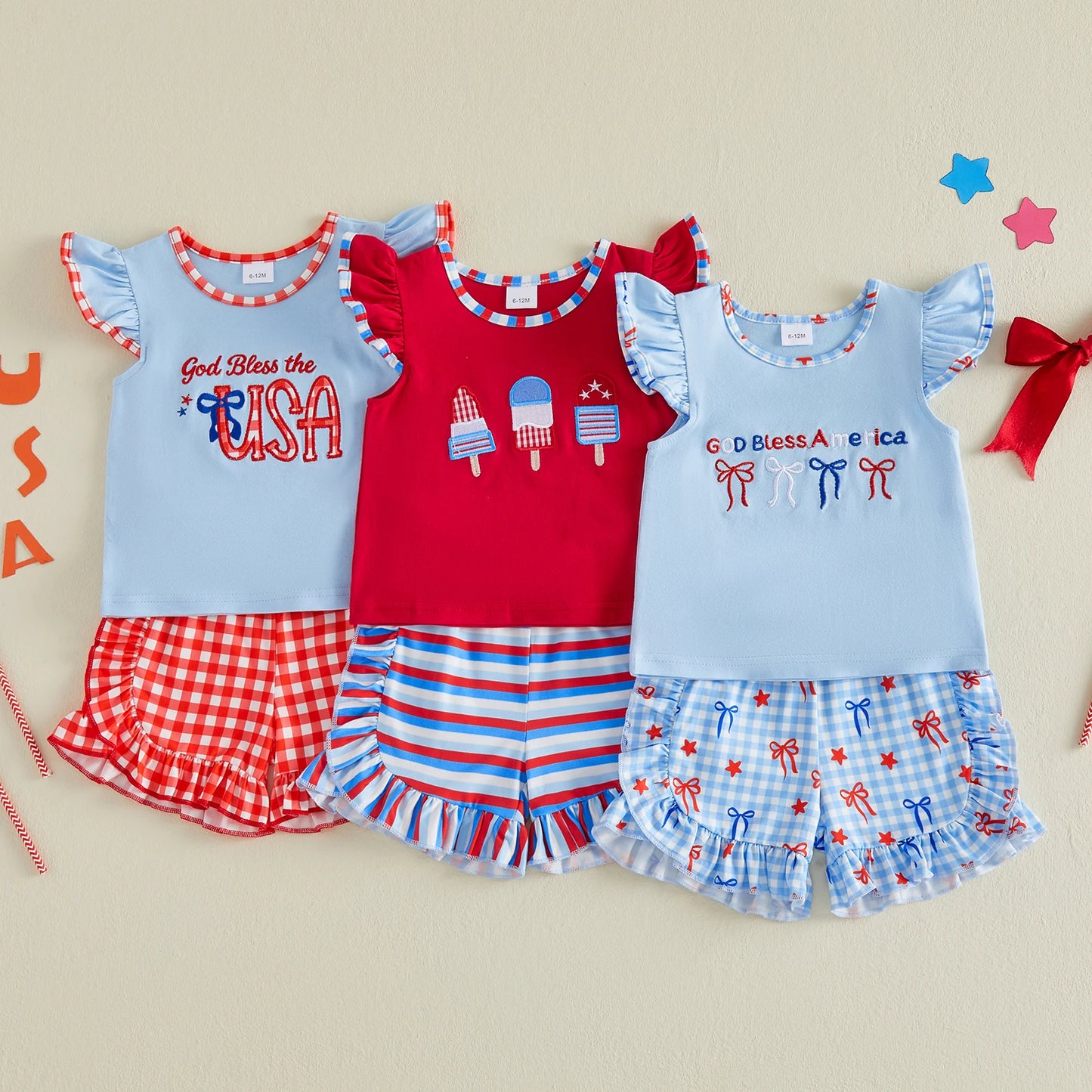 4th of July Toddler Girl Outfit - 2 Piece Set