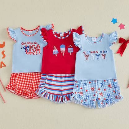 4th of July Toddler Girl Outfit - 2 Piece Set