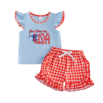 4th of July Toddler Girl Outfit - 2 Piece Set