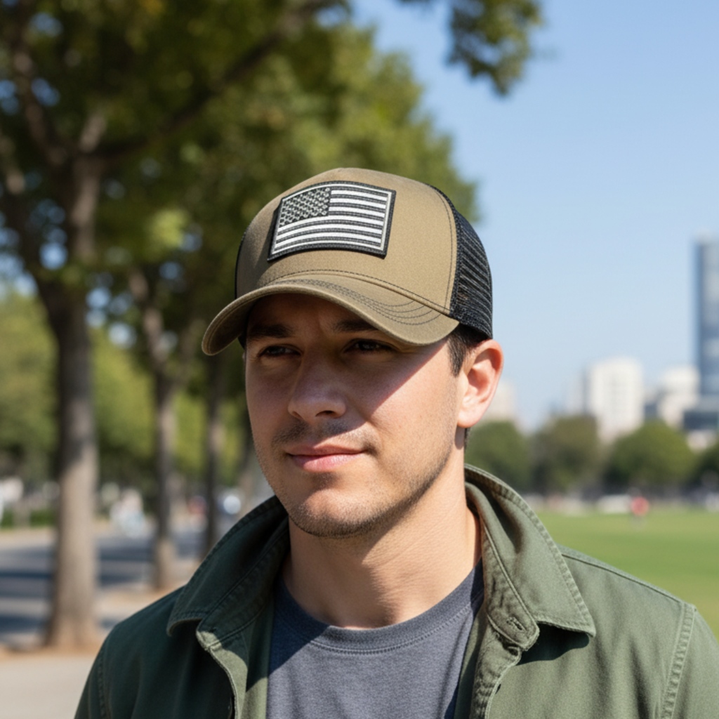 Mesh Baseball Cap - Dark USA Patch
