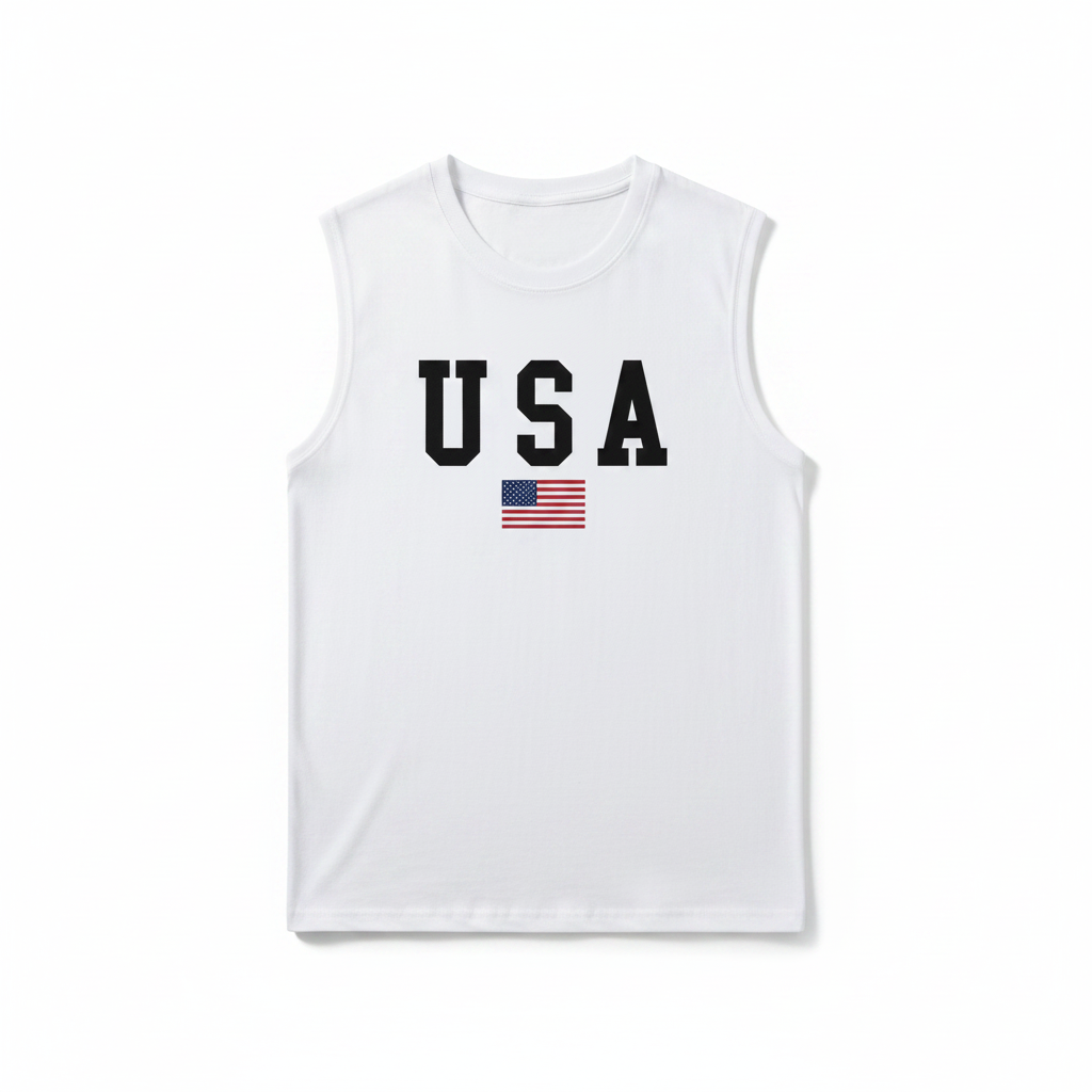 USA Sleeveless Tee - Flag Print