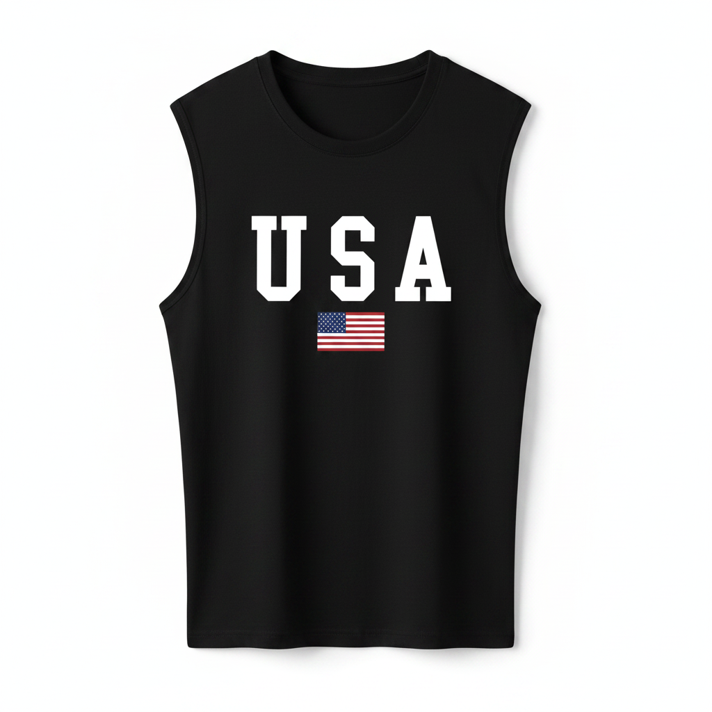 USA Sleeveless Tee - Flag Print