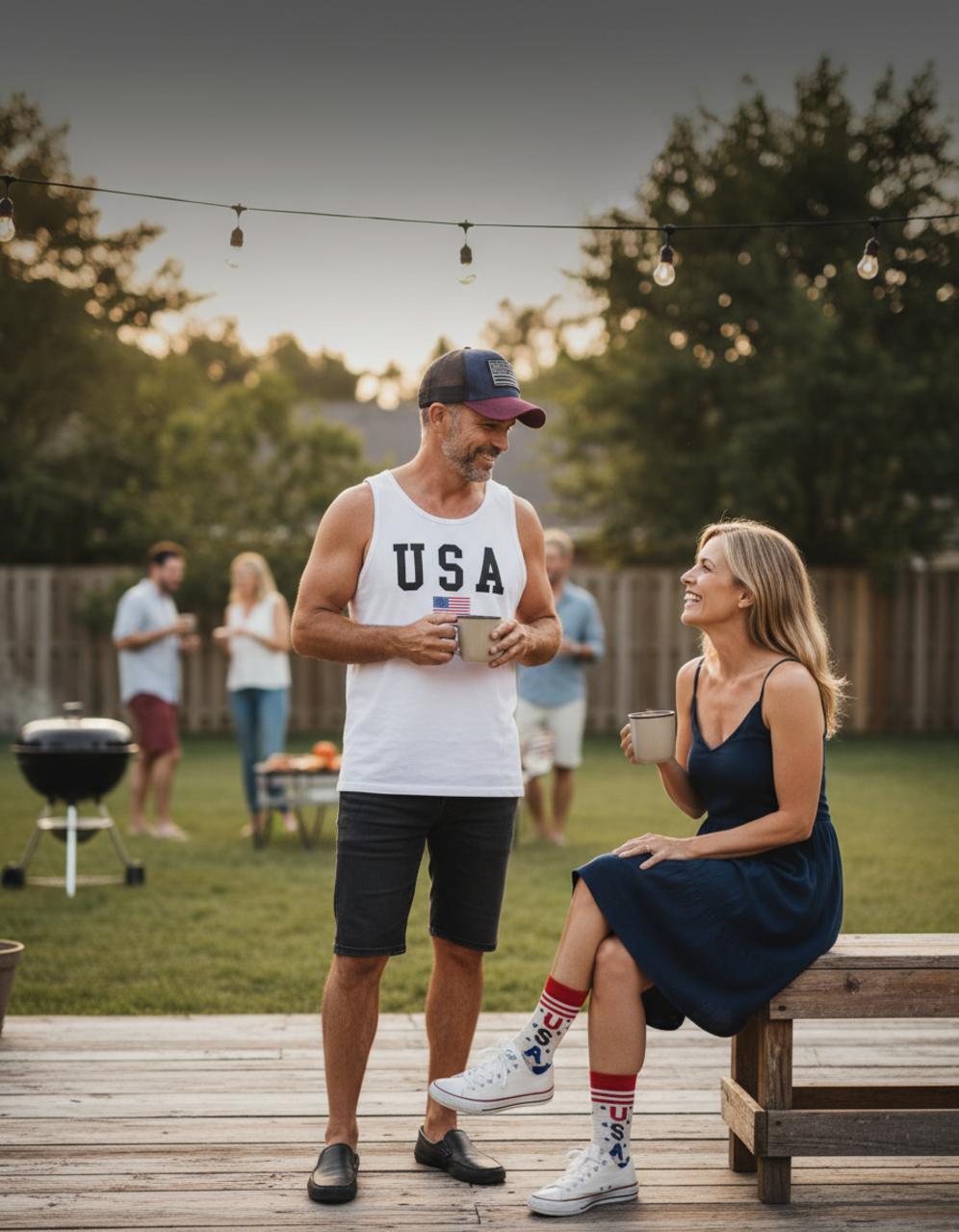 USA Sleeveless Tee - Flag Print
