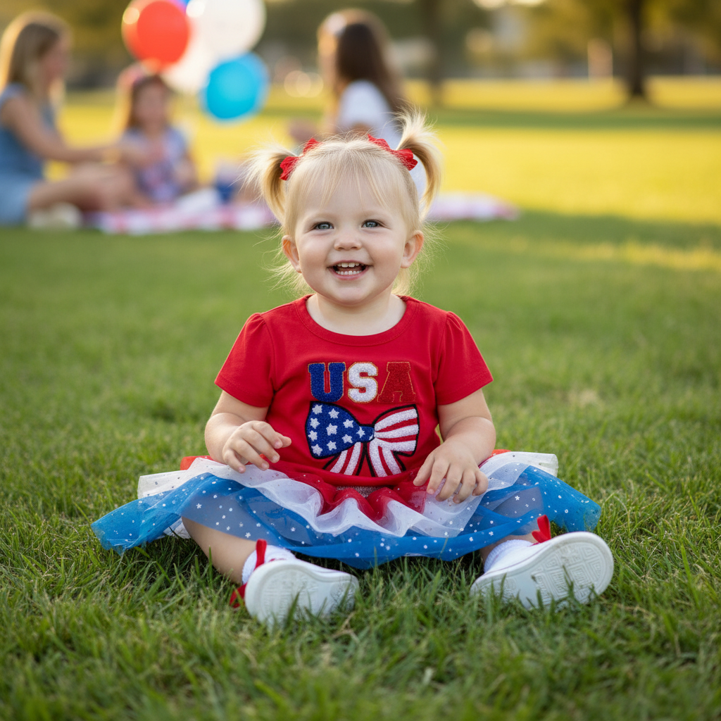 4th of July Toddler Girl Outfit - 2 Piece Set